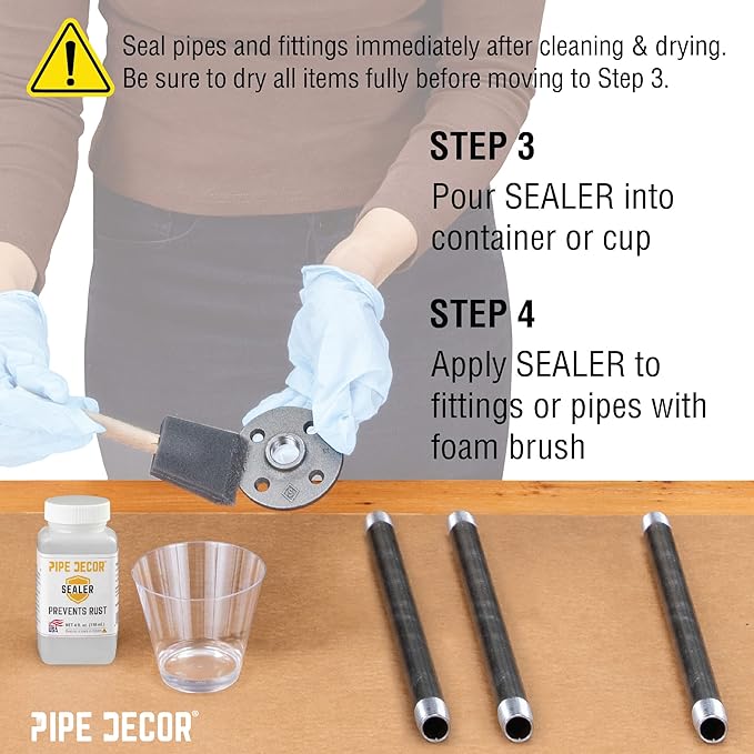 PIPE DÉCOR Degreaser Kit Cleans and Protects Pipe Décor Kits and Projects Includes 16 oz Degreaser, 4 oz Sealer, Rag for Degreaser, Applicator Brush for Sealer