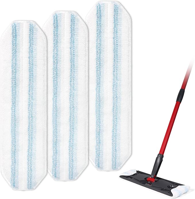 3 Pack Mop Pads Refills, Microfiber Reusable Replacement Mop Pads Flat Replacements Heads for Wet Or Dry Floor Cleaning