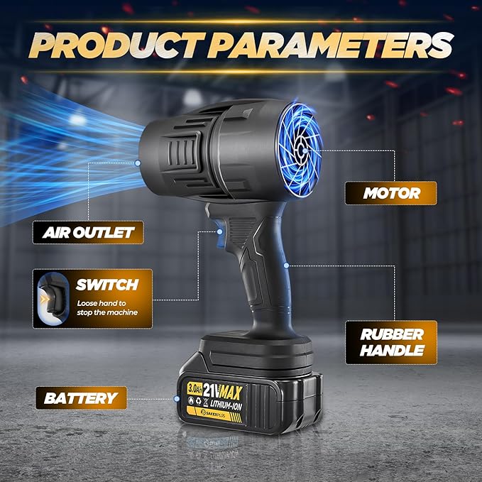 2025 Upgraded Portable Dust Cleaner,Compressed Air Duster with Adjustable Speeds,Handheld Electric Dust Blower,Mini Jet Dry Blower Fan, for Cleaning, Camping, Outdoor