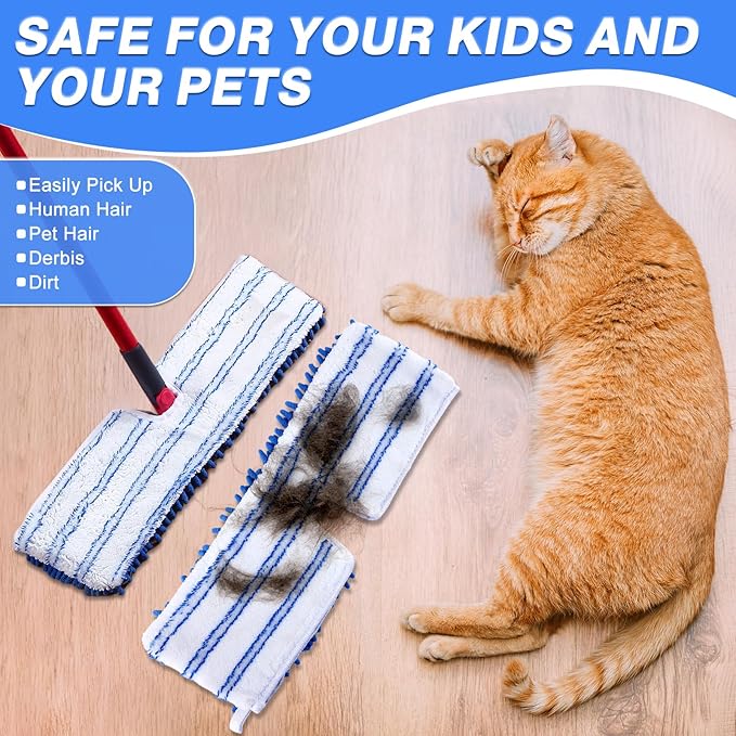 Mop Refills Compatible with O-Cedar Dual-Action Flip Mop,Microfiber & Chenille Double-Sided Mop Head,Resuable Replacement Mop Heads for All Surface Cleaning,Pack of 4