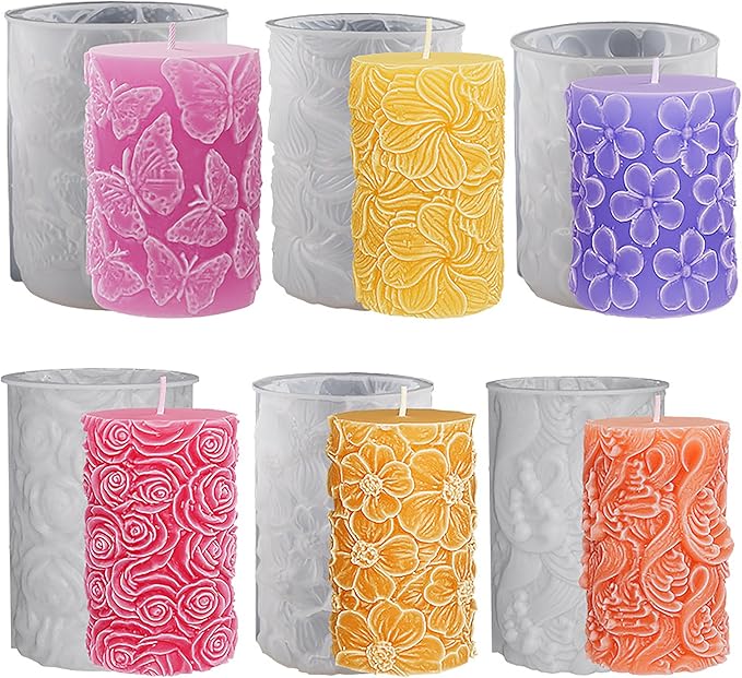 Flower Petal Cylinder Candle Mold - Resin Casting Silicone Molds for Home Decor & Candle Making Wave Spiral Mold