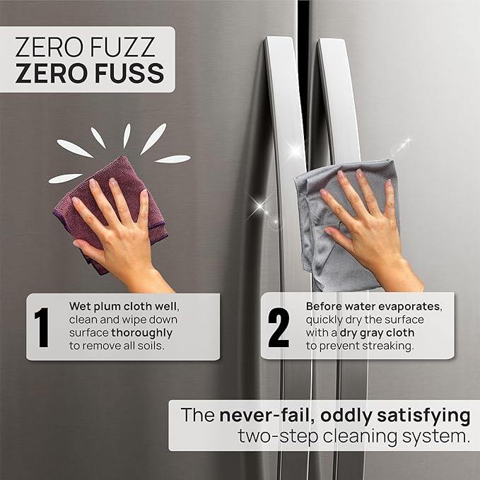 Claro Stainless Steel Cleaner Cloth 8-Pack – Microfiber Cleaning Cloths for Appliances, Sinks & Fridge | Lint-Free Streak-Free Stainless Reusable Alternative to Chemical Cleaners