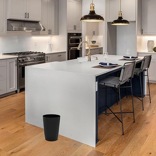 Mini Waste Basket - Pack of 2 Durable Small Plastic Garbage Trash Can Bin - Lidless Open-Top Rectangular Slim Profile for Compact Spaces - Suitable for Home, Bathroom, Office, Bedroom & More, Black