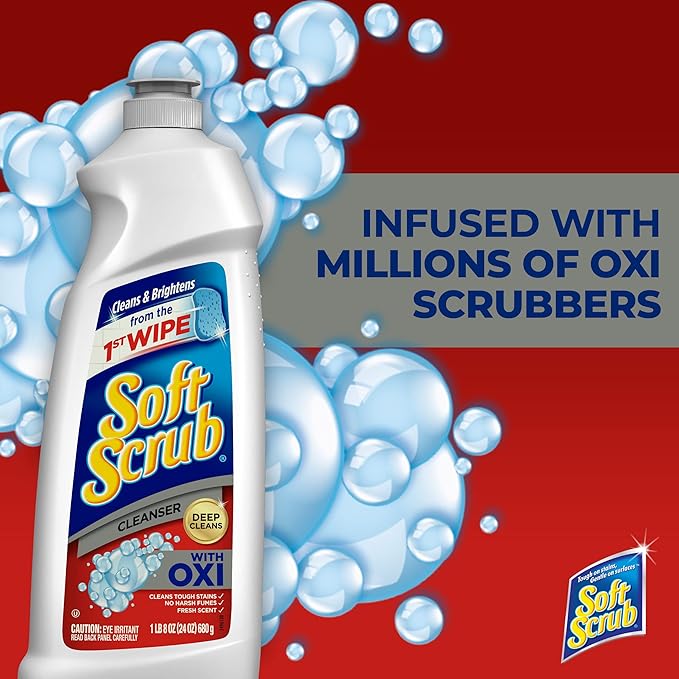 Soft Scrub Multi-Purpose Kitchen and Bathroom Cleanser with Oxi, 36 Ounce (Pack of 6)