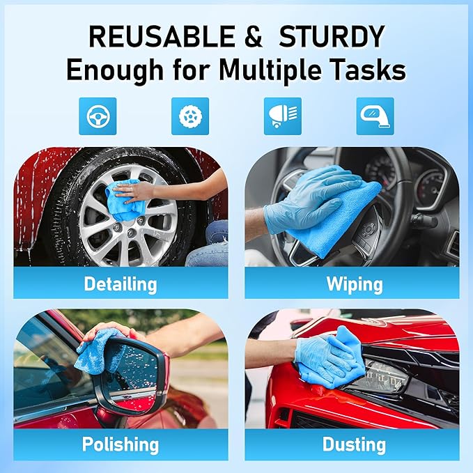 HOMERHYME Microfiber Cleaning Cloth Roll, 75 Pack Tear Away Microfiber Towel, Reusable Washable Shop Towels, Lint Free All-Purpose Cleaning Rags Wash Cloths for Home Car Kitchen Automotive 11.5"x11.5"