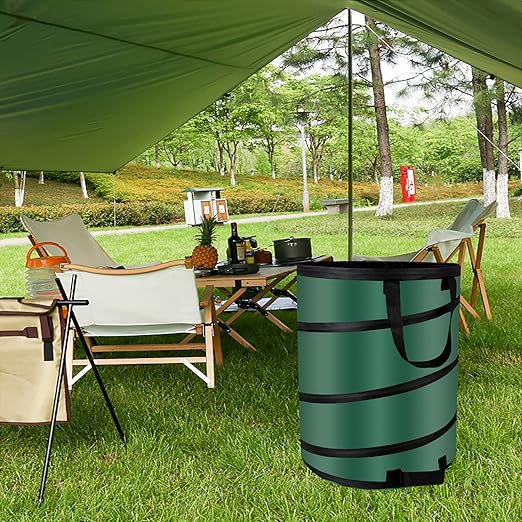 Camping Trash Can, Pop Up Trash Can/Recycle Bin, Foldable Garbage Can Camping for Gardening, Camping and Home Storage Etc(green10gallons)