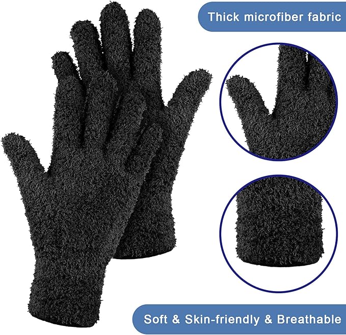 Patelai 3 Pairs Microfiber Plant Dusting Gloves Leaf Cleaning Gloves for Indoor Plants, Blinds, Furniture, House(Medium,Purple, Rose Red, Black)