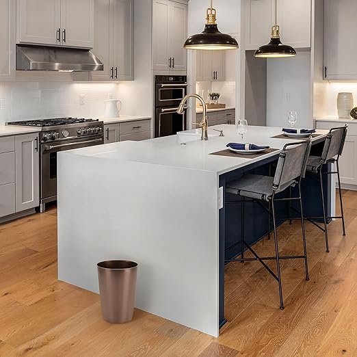 HOLDN’ STORAGE Small Trash Can - Set of 2 Open Top Waste Bin of 1.58 Gallon, Compact Waste Can Perfect for Bathroom, Kitchen, Office, Dorm - Durable Garbage Can - Metallic Brown