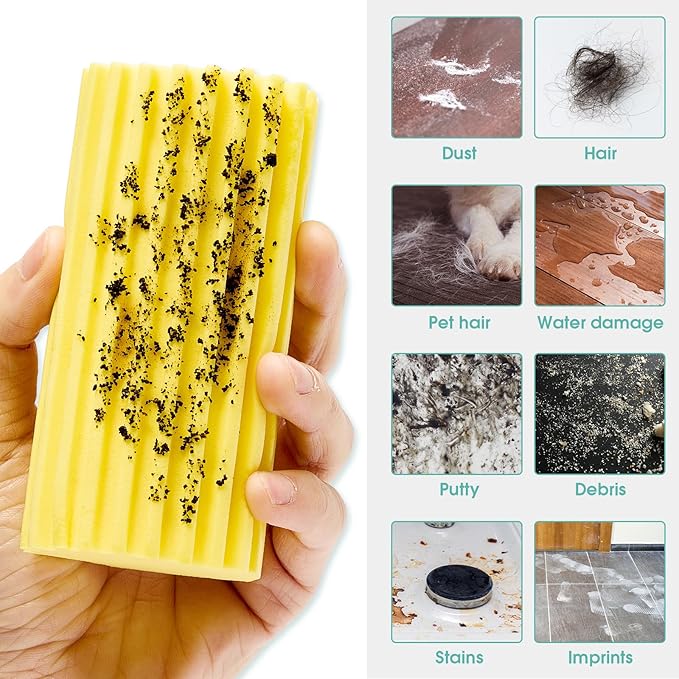 4 Pack Damp Dusting Sponge Duster, Yellow Dust Cleaning Sponge, Reusable Household Cleaning Sponge Tool for Blinds, floorboards, Fan Blades, Vents, Glass, Railings, Mirrors