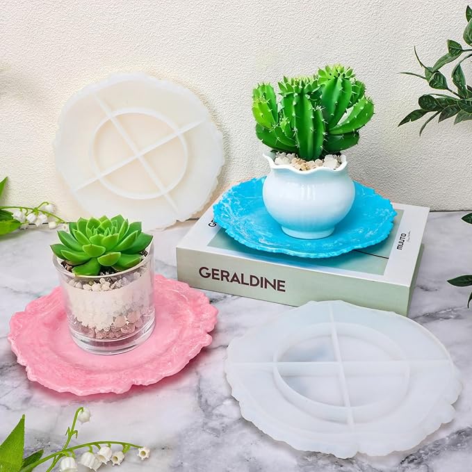 Gartful 2 Pieces Tray Resin Molds, Silicone Jewelry Dish Molds, Storage Container Epoxy Resin Casting Molds for Jewelry Ring Holders, Soap Dish, Candle Holder