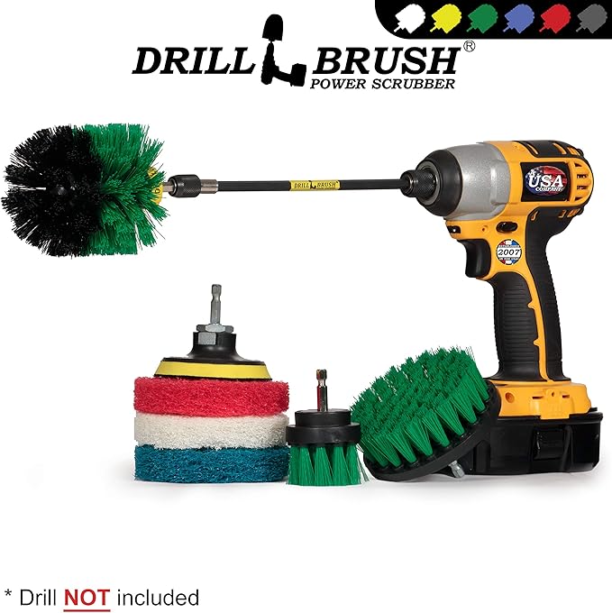 Household Cleaning Supplies - Power Scrubber Brush Set - Drill Brush Attachment Pads - Home Cleaning Brushes - Kitchen Cleaner Stove Brush - Counter Tile Kitchen Cleaner Pads - Kitchen Sink Brush