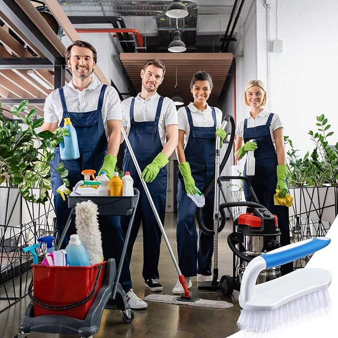 Lallisa 12 Pcs Scrub Brush for Cleaning with Handle Comfortable to Grip Heavy-Duty Flexible Stiff Bristles Scrubber Brushes Bulk for Shower Bathroom Carpet Kitchen Floor Tiles (Blue,Green)