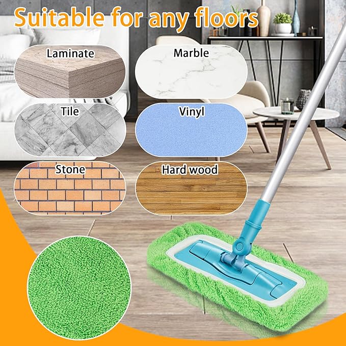 Reusable Dry Sweeping Cloths Microfiber Wet Mop Pads Compatible with Swiffer Sweeper Mop Replacement Sweeping Mopping pad Refills for Hardwood Surface Floor Cleaning (32)