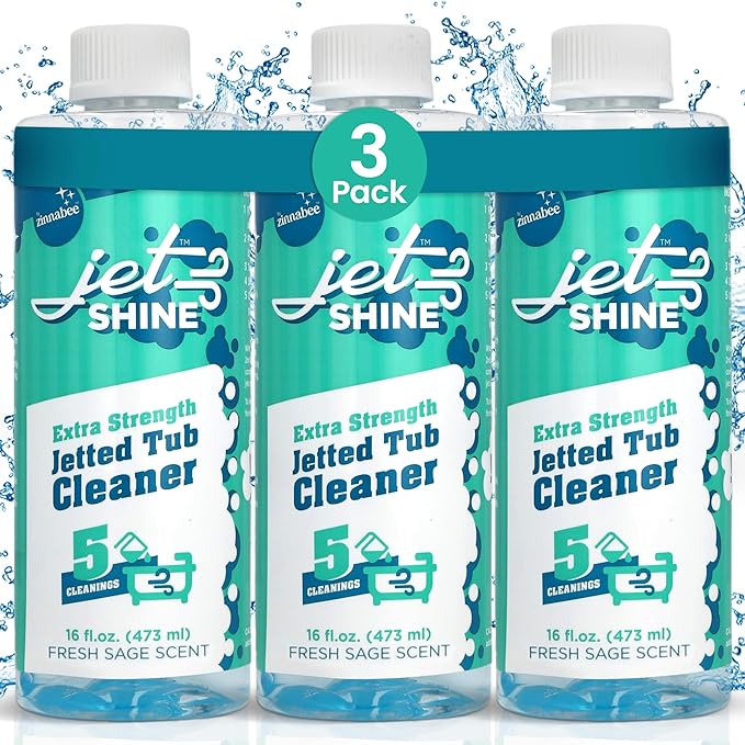 Jetted Tub Cleaner for Jacuzzi, Bathtubs, Whirlpools - Pack of 3, 16oz Sage Scented Jacuzzi Tub Cleaner to Help Clean Dirt and Soap Buildup, 5 Cleanings per Bottle