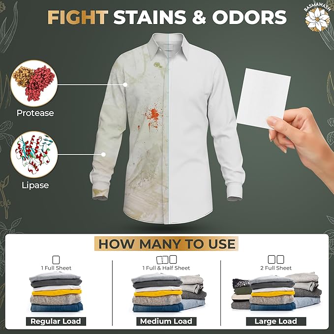 Natural Laundry Detergent & Fabric Softener Sheets | Fragrance-Free & Hypoallergenic | Aloe Vera & Pure Tea Tree Oil | Plant-Based, Biodegradable, Enzyme Powered, Baby-Safe, Eco-Friendly (50 Sheets)