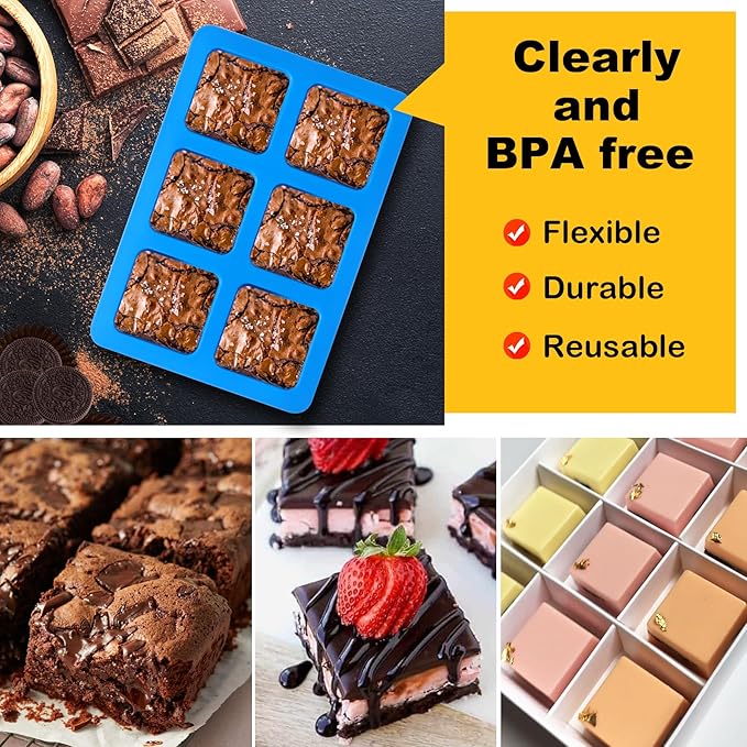 Sidosir 3Pcs Chocolate Covered Cookie S'mores Molds Silicone, 6-Cavity Square Caramel Silicone Molds for Fat Bombs, Chocolate Truffles Mold for Hard Candy, Ice Cube