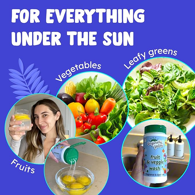 Originally Yellow USA Made All-Purpose Fruit And Vegetable Wash | Food-Grade Fruit and Veggie Wash With No Aftertaste | Powerful Cleaning & Safe Ingredients | Plant-Derived Produce Cleaner | 2 lb