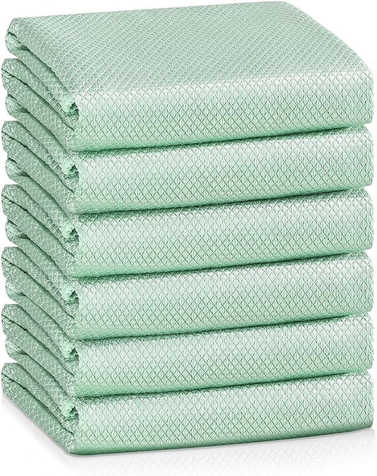 Nanoscale Cleaning Cloth,Easy Clean Fish Scale Microfiber Glass Cleaning Cloths Streak Free for Window Car Mirrors Windshield Lint Free Microfiber Polishing Cleaning All-Purpose Towel Pack of 6(Green)
