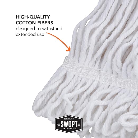 SWOPT Cotton Mop Head — Cleaning Head Interchangeable with All SWOPT Cleaning Products for More Efficient Cleaning and Storage — Great to Use on Wood, Laminate or Tile Floors, Machine Washable