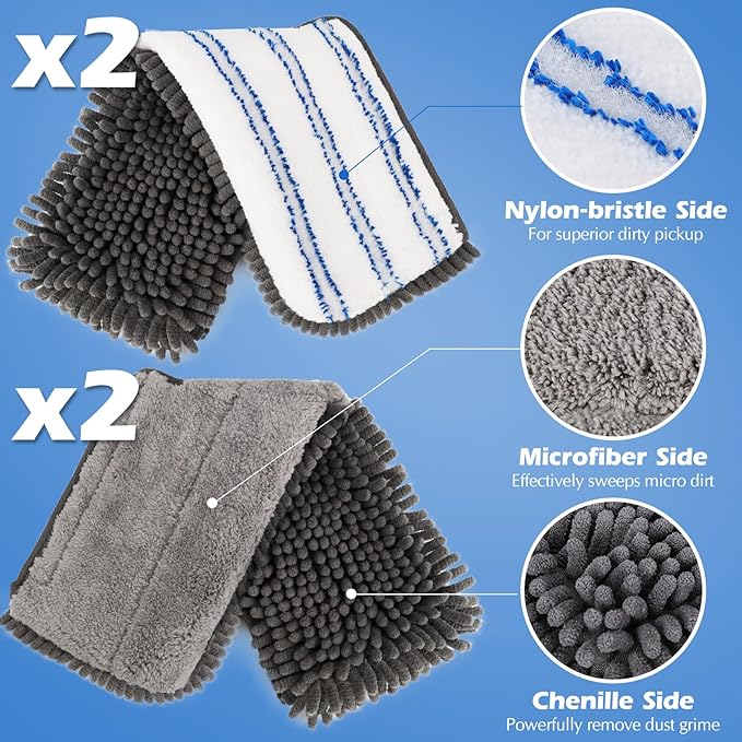 Microfiber Flip Mop,Masthome Flat Mop with Stainless Steel Handle,Mops for Floor Cleaning and 4 Reusable Washable Mops Pads,Wet & Dry Dust Mopping for Hardwood,Vinyl,Laminate,Tile Cleaning