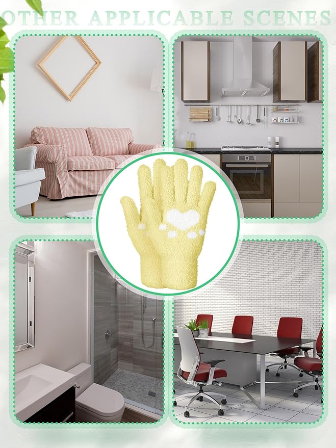 Patelai 3 Pairs Microfiber Plant Dusting Gloves Leaf Cleaning Gloves for Indoor Plants, Blinds, Furniture, House(Medium,Mint Green, Light Pink, Grass Green)