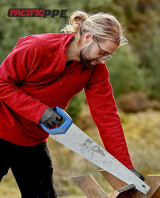 PACIFIC PPE 8 Mil Heavy Duty Black Nitrile Gloves, Food Safe, Latex Free, Mechanic, Fully-Diamond Textured Grip Industrial Disposable Gloves, X-Large