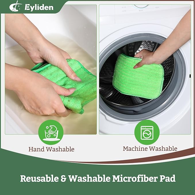 Eyliden Spray Mop - Design for Small Spaces | 12 Disposable Cloths, 1 Reusable Pad, 13 oz Refillable Bottle | Wet Mops for Apartments and Dorms Floors, Lock Tight Design, No Lost Pads - Swivel Head