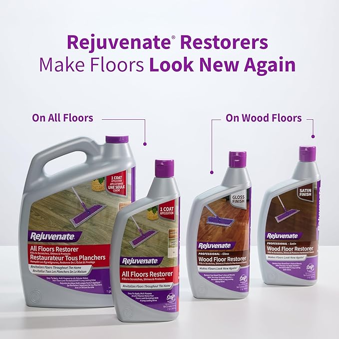 Rejuvenate Professional Wood Floor Restorer Fills Scratches, Shines And Protects Wood Flooring For A High Gloss Shine, 1 Gallon