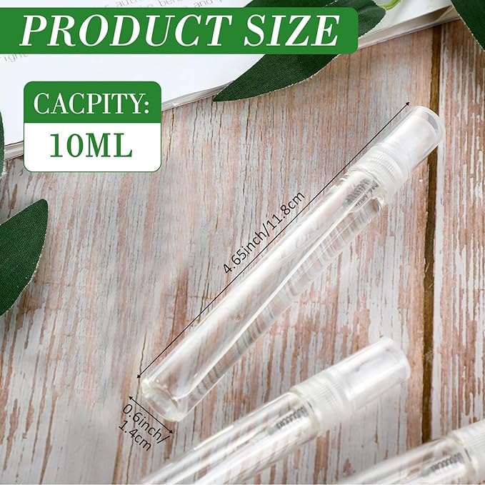 Tanlade 300 Pcs 10ml Mini Spray Bottles Clear Glass Perfume Atomizer Sprayer Bottles Portable Perfume Travel Refillable Bottle for Travel Pocket Dispenser Container