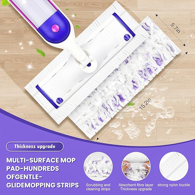 15 Count Disposable Power Mop Refills for PowerMop Multi-Surface Mop, Spray Cleaning Repalcement Pads