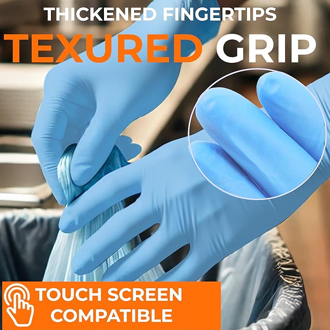 SereneLife Soft Industrial Gloves, Nitrile and Vinyl Gloves, Powder-Free, Textured Grip, Ideal for Cleaning, Food Service, Automotive, Household Work