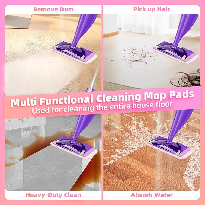Power Scrubbing Reusable Mop Pads Compatible with Swiffer Wet Jet, Microfiber Wet Jet Refill, Machine Washable Wet Jet Pads, for Use on All Sealed Floors - Stone, Hardwood, Laminate & Tile (6 Pack)