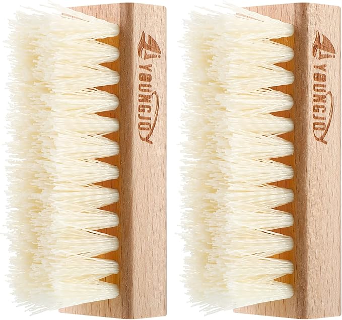 YoungJoy Sneaker Cleaning Brush Shoes Shine Dauber Nylon/Horsehair/Boar Cleaner Brushes Crepe Applicators(Beige PP Bristle)