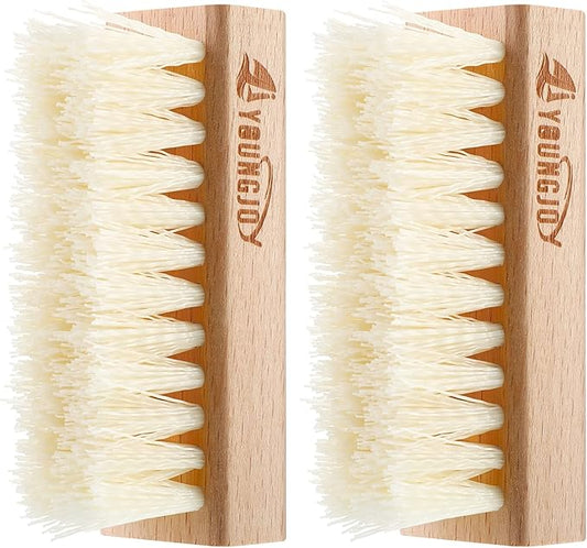 YoungJoy Sneaker Cleaning Brush Shoes Shine Dauber Nylon/Horsehair/Boar Cleaner Brushes Crepe Applicators(Beige PP Bristle)