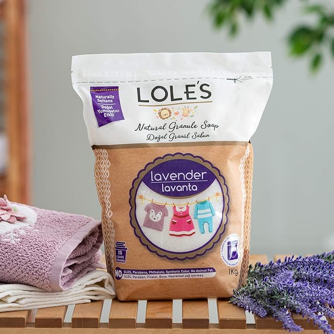 Lole's Granule Soap Lavender Scented 2.2 lb, Plant Based Soap Flakes, Laundry Detergent Granules, Eco Friendly Flake Bulk, Pure Natural Ingredients, Granulated Detergent