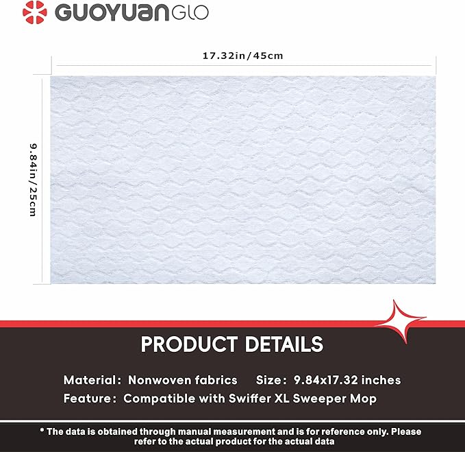 XL Dry Sweeping Cloths Compatible with XL Flat Mop X Large Disposable Mop Cloth for Floor Mopping and Cleaning,9.84x17.32 inch,60 Counts