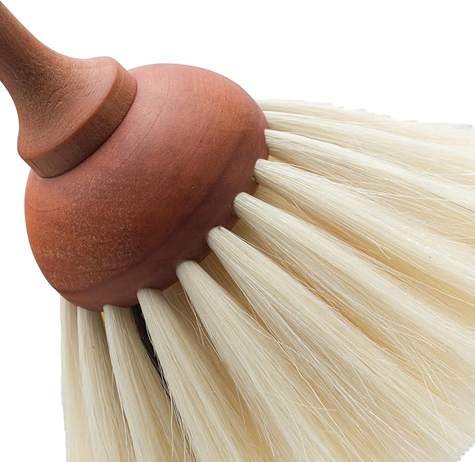 REDECKER Goat Hair Dust Brush with Oiled Pearwood Handle, 13-1/2 inches - Natural Bristle Duster Cleans Delicate Surfaces, Hanging Loop for Storage - Goat Hair Dusting Brush Made in Germany