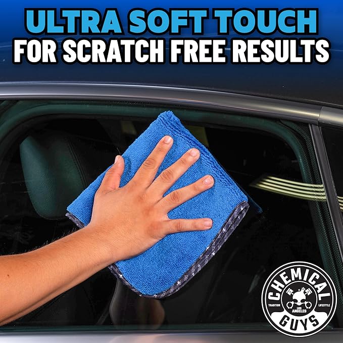 Chemical Guys MIC110012 Professional Grade Premium Microfiber Towels, Blue (16 Inch x 16 Inch) (Pack of 12) - Safe for Car Wash, Home Cleaning & Pet Drying Cloths
