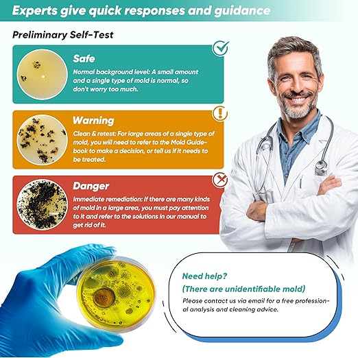 Mold Test Kit for Home, 14 Simple Mold Detectors with Detailed Mold Identification Guide, DIY Mold Testing Kit for Home Surfaces & Indoor Air Quality & HVAC & Car, Results in 48 Hours, 14PCS