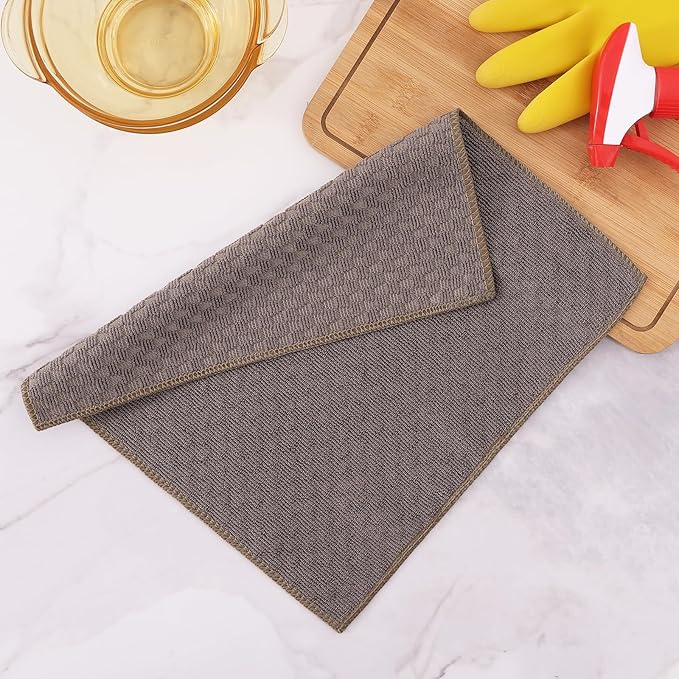 Kitinjoy Microfiber Cleaning Cloth, 12 Pack Soft and No Lint Microfiber Towels Cleaning Supplies, Absorbent Fast Drying Cleaning Rags for Housekeeping, Kitchen, Window, 12 x12 Inches, Brown