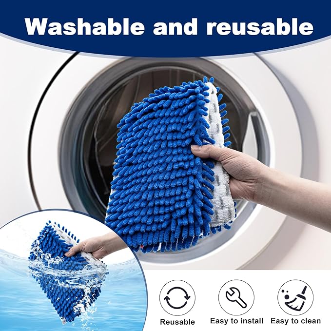 4 Pack Mop Replace Head for Ocedar Hardwood Floor'n More 3-Action Flip Mop,Mop Heads Replacements for Dry Wet Use,Chenille&Microfiber Double Sided Mop Refills,Reusable Mop Pad for Multi Surface Floor