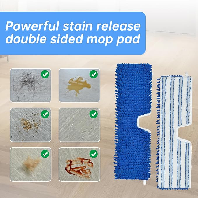 4 Pack Mop Heads Replacements Compatible with O-cedar Dual-Action Flip Mop,Microfiber&Chenille Mop Replace Head for Dry/Wet Use,Double-sided,Reusable and Washable Dust Mop Refills for Floor Cleaning