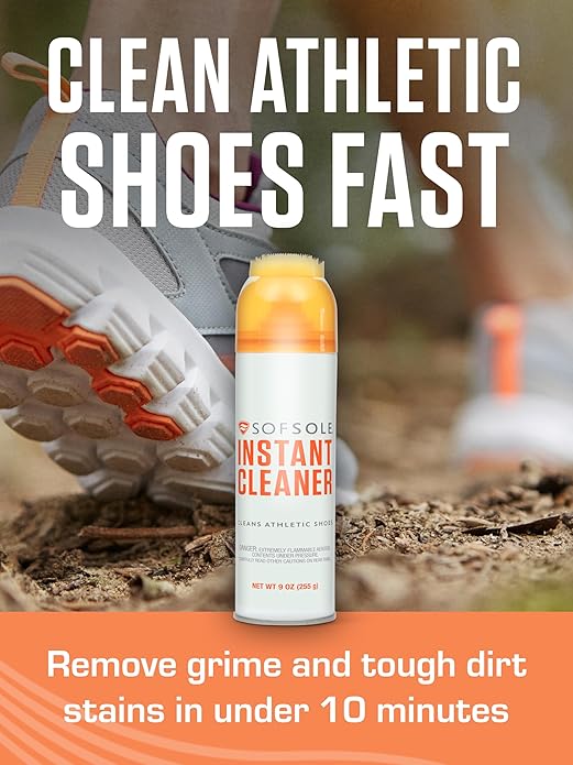 SOFSOLE Instant Cleaner 5 oz or 9 oz - Deep Cleaning Foaming Action Lifts Dirt & Debris from Toughest Fabrics & Materials - Scrub Top Applicator - Refreshing Scent - Athletic Shoes & Footwear
