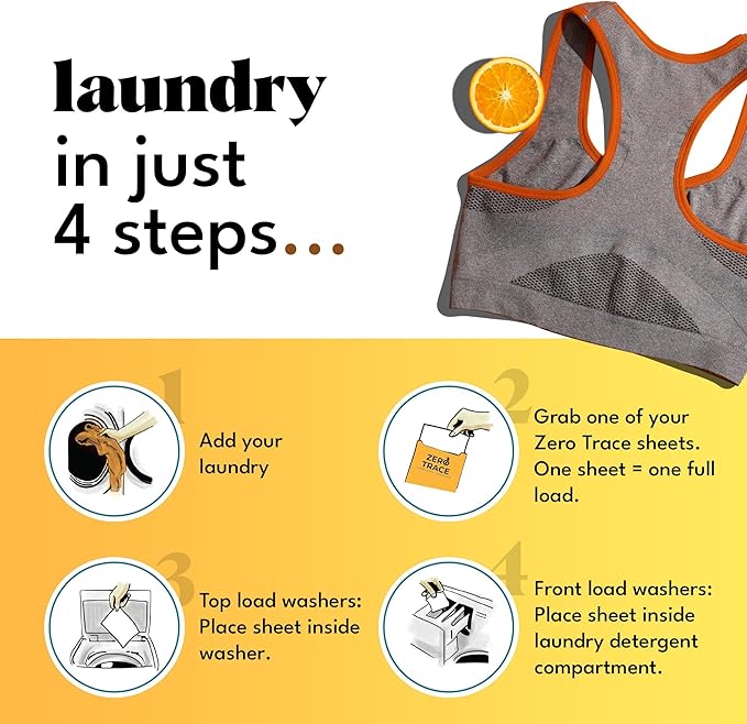 Zero Trace Laundry Detergent Sheets - Formulated for Sweat and Workout Clothes- Plastic Free Eco-friendly (Active Wear 144 Loads)