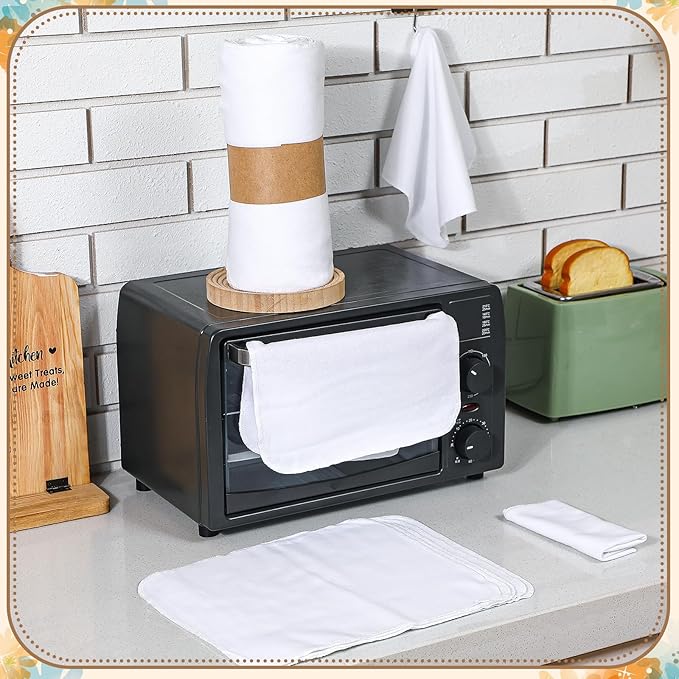 36 Pack Reusable Cleaning Cloths Washable Cotton Kitchen Towels for Home(Classic Style,White)