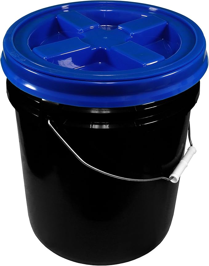Black 5 Gallon 90 mil Bucket with Gamma Seal Lid (Blue)