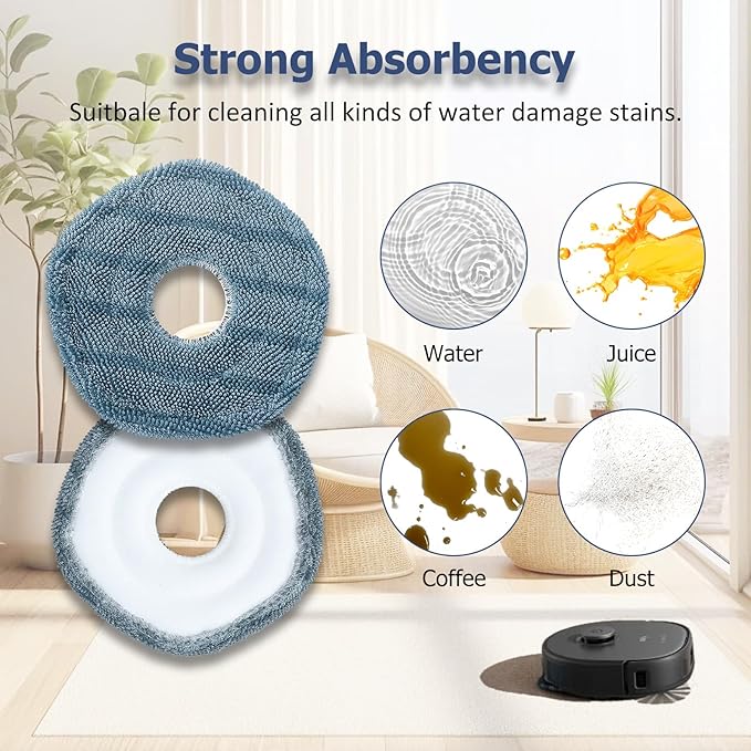 6 Pack eufy Mop Pads fit for eufy X10 Pro Omni Robot Vacuum Accessories,Replacement Parts Washing Mopping Pad Replacement Mop Pads