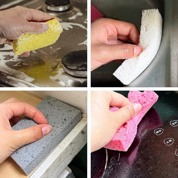 48Pcs Kitchen Sponges- Compressed Cellulose Sponges Natural Dish Sponge for Kitchen Bathroom Cars, Highly Absorbent