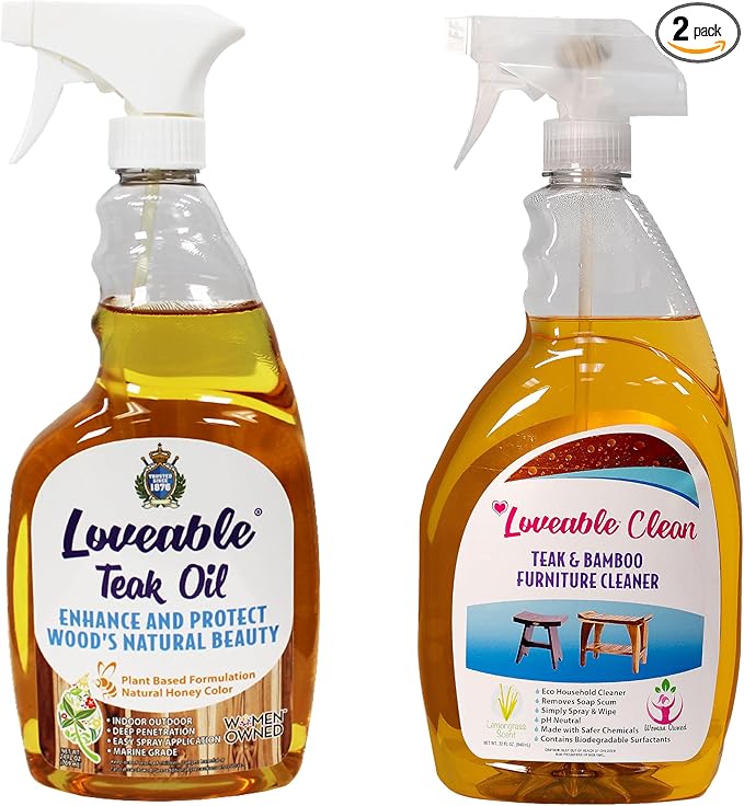 EcoDecors 24 pz. Teak Oil Protective Teak Sealer Wood Oil Indoor/Outdoor and Teak Cleaner Protective Teak Wood Restorer Eco Household Wood Furniture Cleaner Spray Bottle