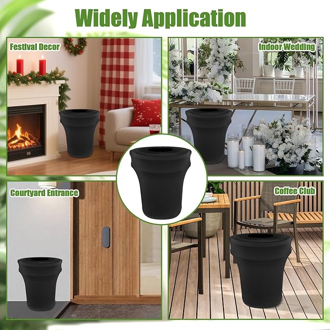 BTSKY 3Pcs Black Round Trash Can Cover 32 Gallon Stretch Spandex Trash Can Covers Outdoor Decorative Trash Bin Covers for Outside Wedding Parties Commercial Fundraiser Decor